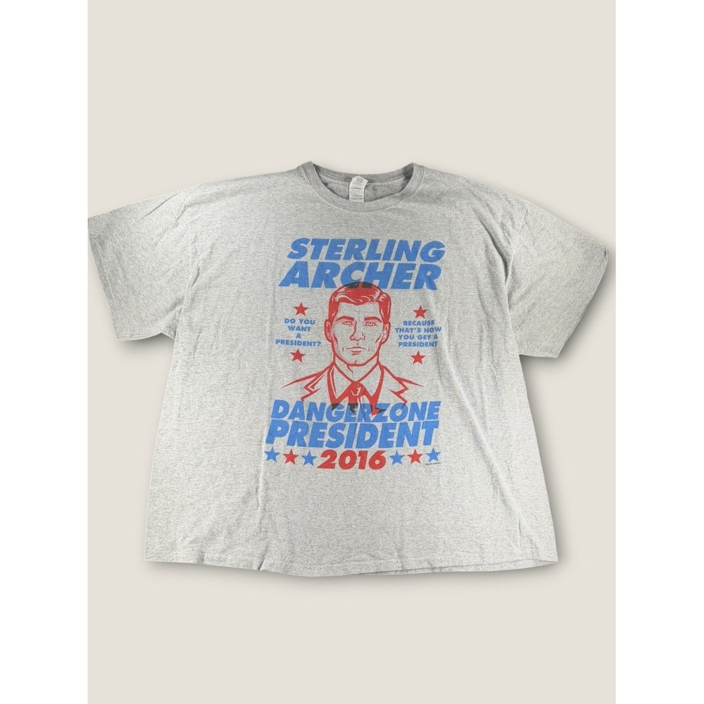 Archer Danger Zone President 2016 Campaign Graphic T Shirt Gray Mens 3XL 3TG‎